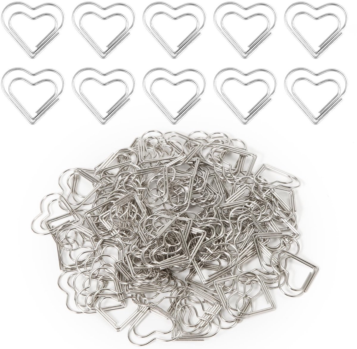 Allecto - Paperclips - RVS Metalen Bookmark - Mini Hartvorm - Silver - Voor Organiseren en Knutselen - Perfect voor School en Kantoor - Geschikt vo...