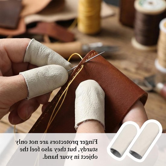 Vingerbeschermers voor naaien en haken - 5 paar leren vingerbeschermers voor breien, naaldvilt en handwerken, knutselaccessoires van Merkloos — afbeelding 2