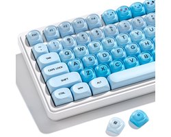 Draadloos Toetsenbord Keycaps – 132 Toetsknoppen PBT+PC Shine Through Keycap Set – Gradient keycaps – Mechanisch Keycaps – Gaming Toetsenbord Keycaps – Comfortabel & Duurzaam voor Mechanische Toetsenborden – Blauw