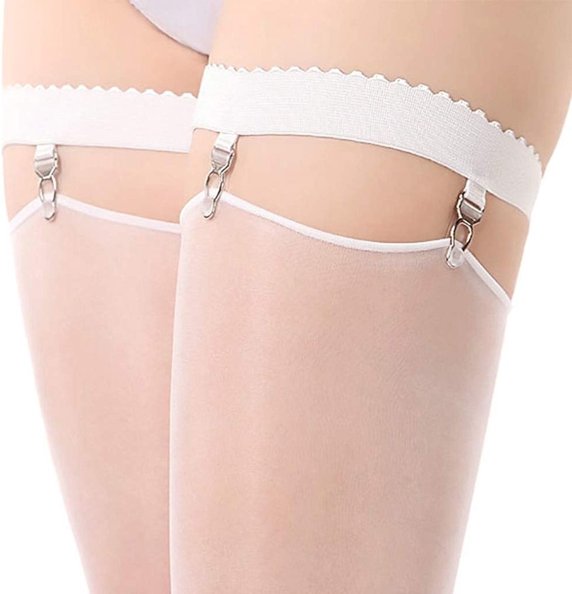 2 Stuks Dames Sexy Elastische Antislip Broekriem Ringen voor Cosplay Kostuum Accessoires met 3 Clips en Thighs Tights - Maat 2#