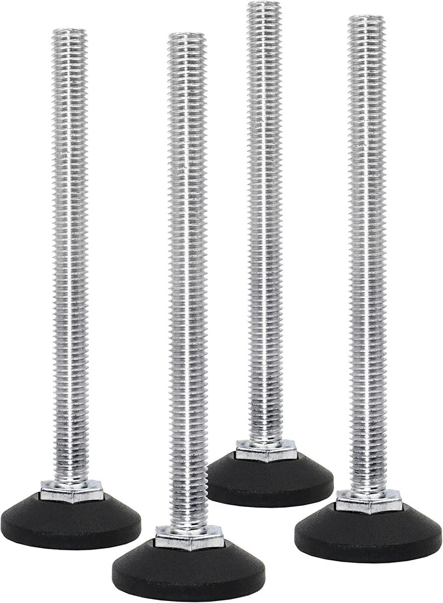 Dailygoody - Verstelschroef - Stelschroef - Draaibaar - Zwart - Kunststof - Draagkracht tot 400 kg - Geschikt voor meubels - M8 x 120 mm