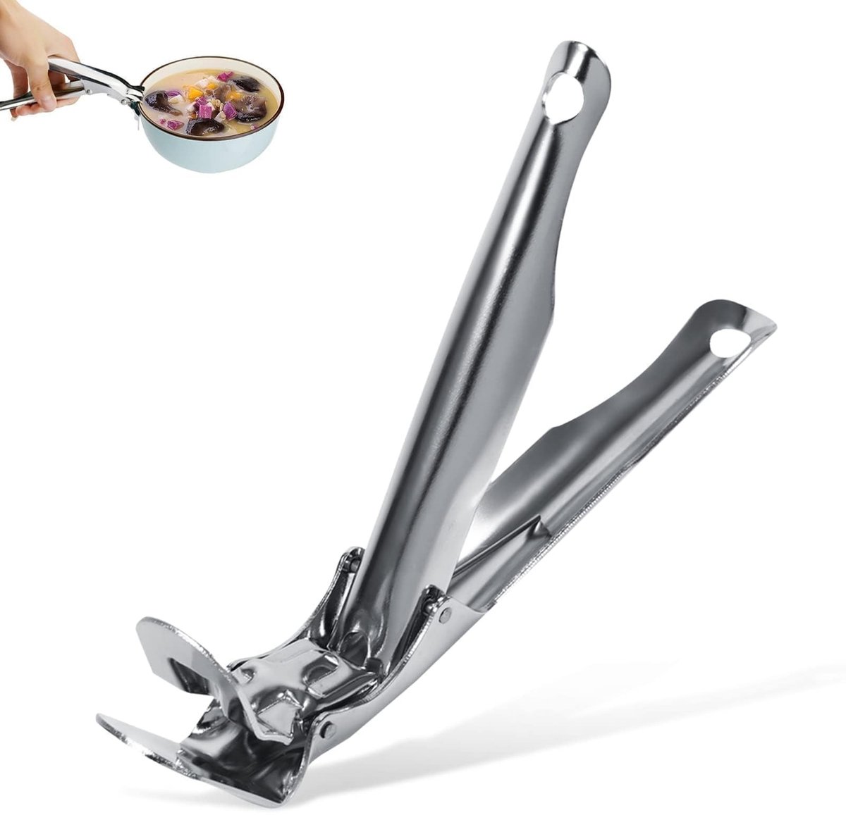 Dailygoody - Roestvrijstalen retrievertang - Keuken grijper - Veilig en handig - 20,6 x 20,5 cm - Vaatwasserbestendig - Geschikt voor hete kommen en p...