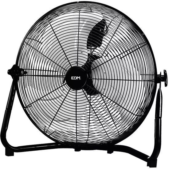 Industriële vloerventilator EDM 100W 3 snelheden Ø45 cm zwart verstelbaar metaal sterke luchtstroom