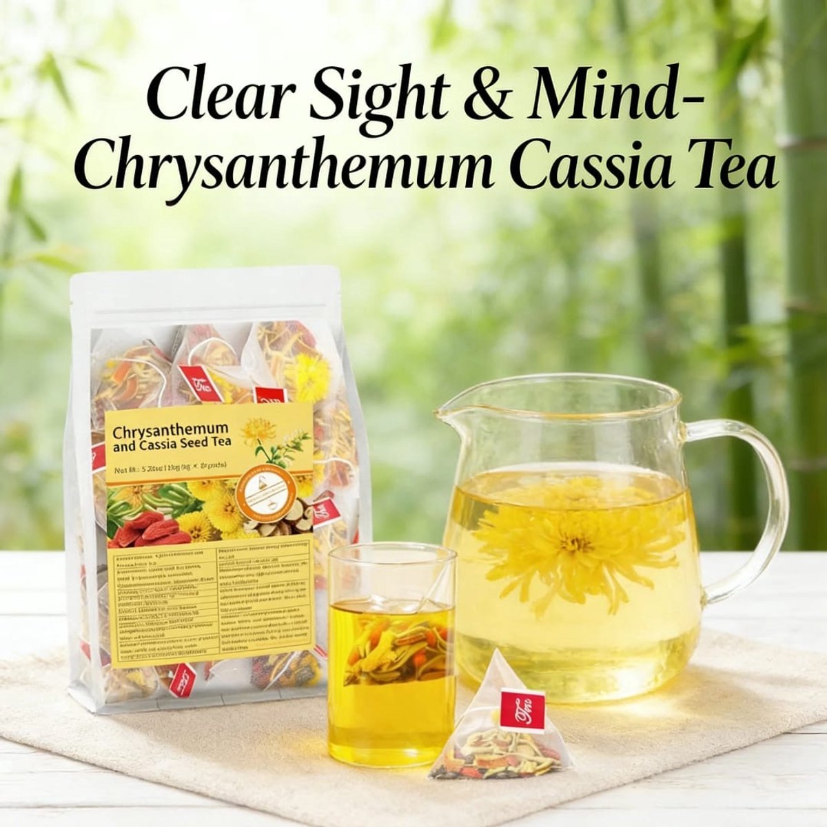 Natuurlijke Chrysanthemum Thee met Cassiazaad & Goji - Traditionele Chinese Kruidenmix - 30 Portiezakjes - Mild & Bloemig