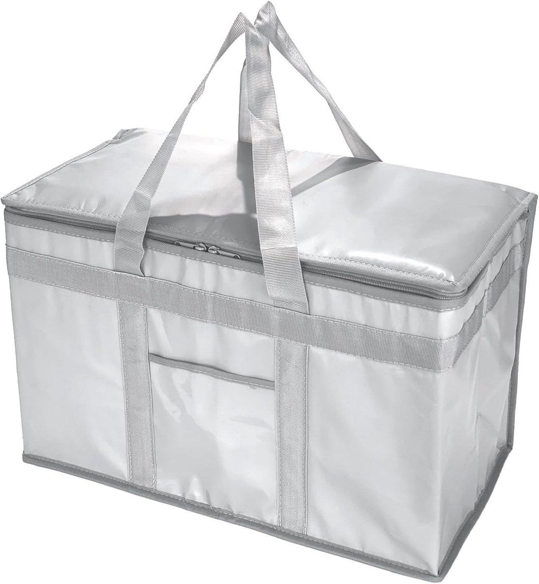 Grote geïsoleerde koel tas voor voedsel, herbruikbare dubbelrits tas voor boodschappen, houdt eten warm of koud, 58.5 x 38 x 35.5 cm, ideaal voor picknicks en uitjes