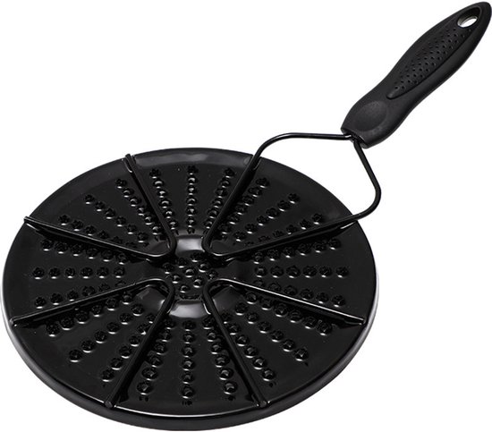 Réducteur de flamme pour gazinière - Diffuseur de flamme - Plaque mijoteuse - Poignée - Plaque de diffusion de chaleur - Cuisinière - Diffuseur de chaleur pour gazinière - Avec poignée - Diamètre 19 cm - Noir