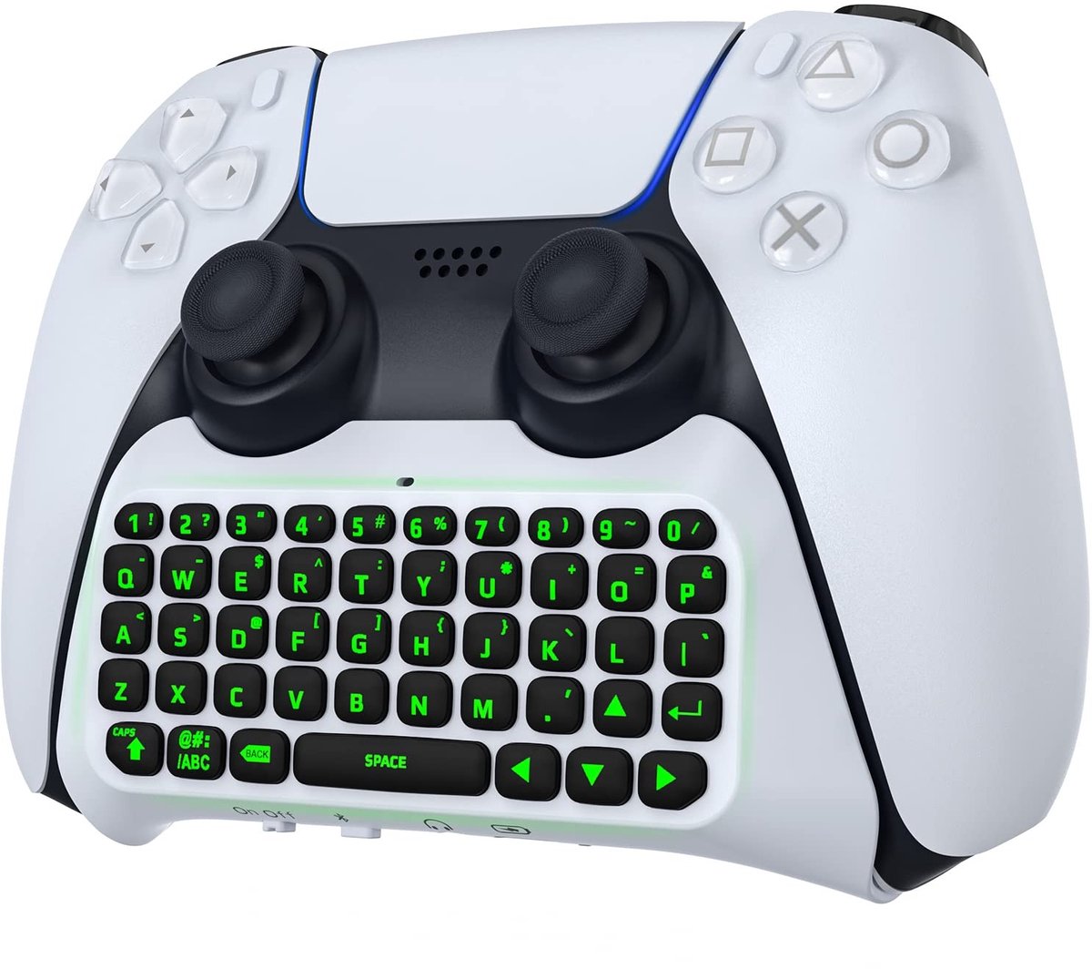 Dailygoody - Draadloos Toetsenbord - Mini-QWERTY Toetsenbord - Compatibel met PS5-controller - Bluetooth en Oplaadbaar - Groene Achtergrondverlichting...