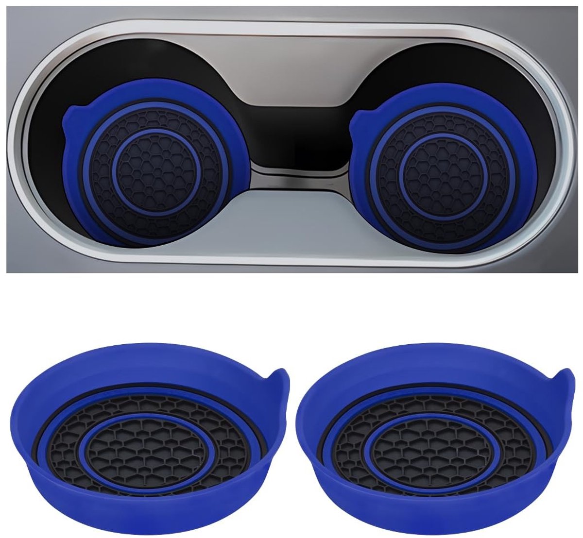 Dailygoody - Onderzetter - Autobekerhouder - Honingraatpatroon - Blauw - Auto-interieuraccessoires - Geschikt voor de meeste auto's - PVC