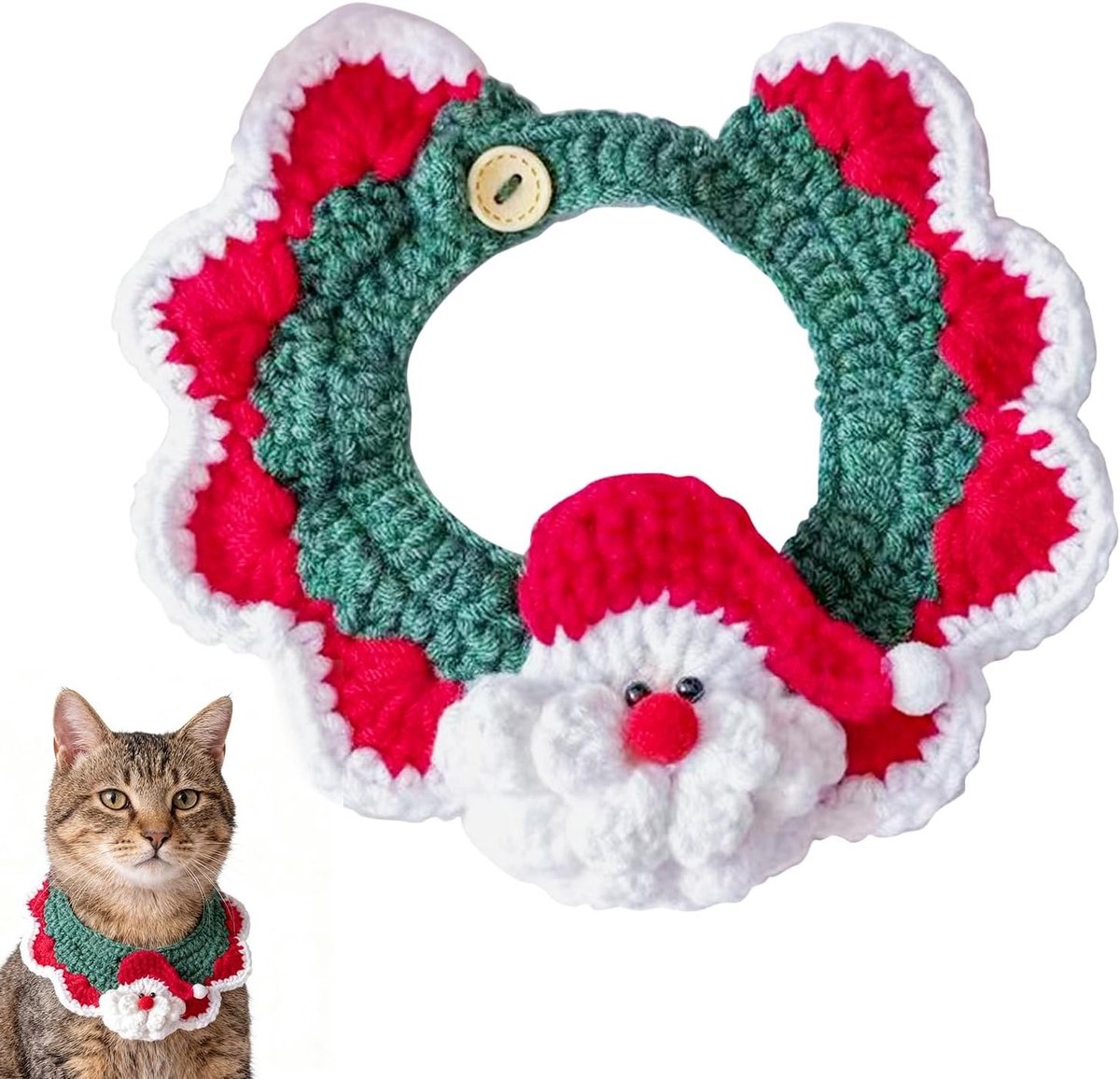 Dierenkostuum voor Kerst met Verstelbaar Santa Ontwerp en Warme Sjaal voor Honden en Katten, Ideaal voor Huisdieren en Feestdagen