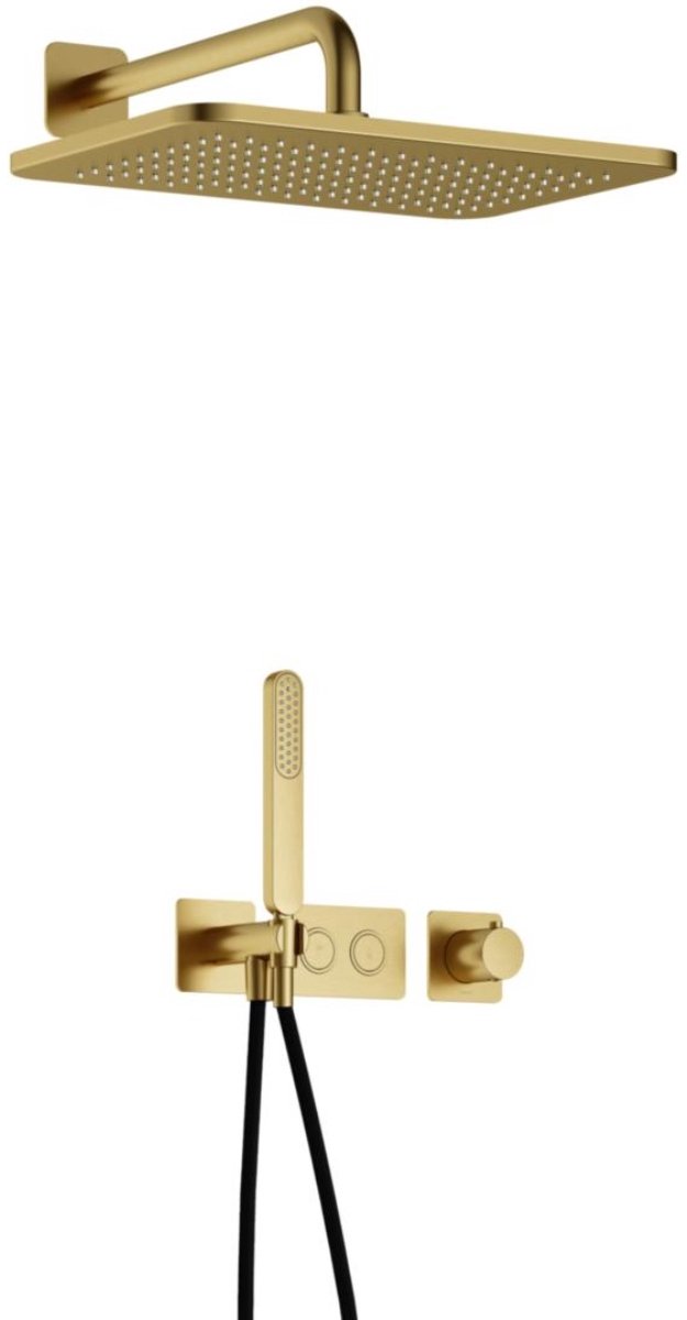 Hotbath Gal - GL106 - Inbouw Regendoucheset - Geborsteld Messing PVD - Thermostatisch - Wa