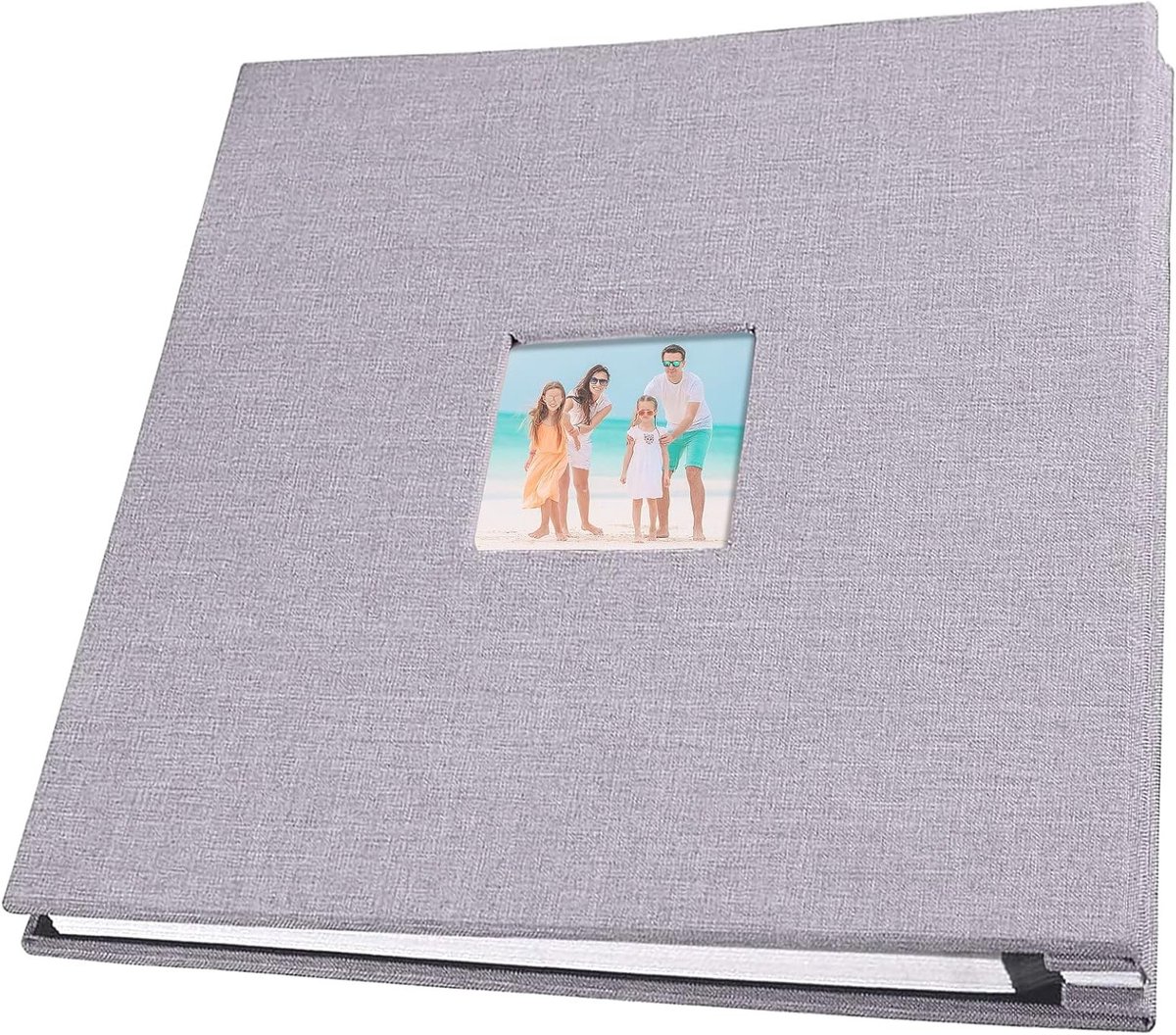 Linnen Fotoalbum met Zelfklevende Bladen, 28 x 27 cm, Groot Scrapbook met 40 Dubbelzijdige Pagina's voor Herinneringen en DIY Projecten
