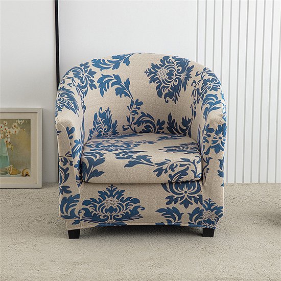 Elastische fauteuilhoes – Duurzame fauteuilhoes (inclusief hoes voor zitkussen) – Antislip kuipstoelhoes – Beschermhoes voor woonkamermeubilair – Halfronde hoes voor eenpersoonsbank