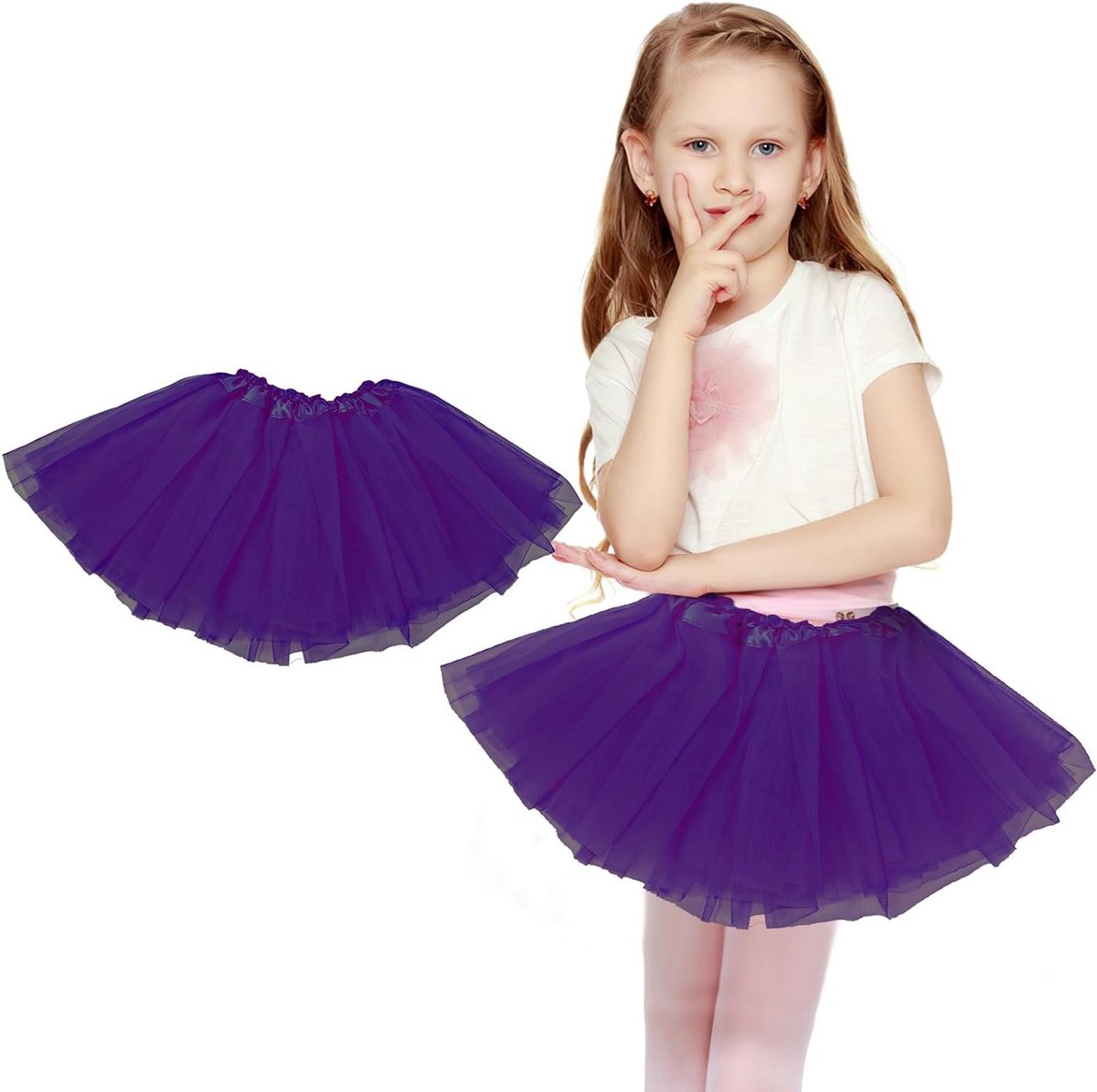 SnelShoppen - Meisjes Tutu Rok Zachte Tule Rok 80s Retro Tutu Rok Halloween Kerst Carnaval Feest Kostuum Lila