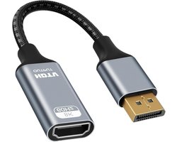 Actieve DisplayPort naar HDMI Adapter, 8K@60Hz en 4K@240Hz Ondersteuning, Aluminium Behuizing, Plug & Play voor PC, Monitor en Projector met Hoge Resolutie en Betrouwbare Verbinding