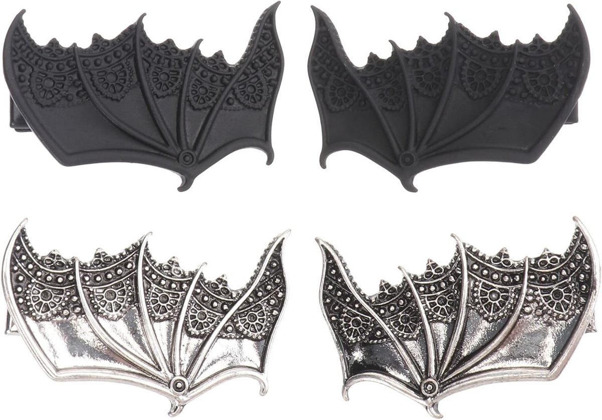 Gothic Bat Hair Clips voor Halloween - Metalen Haarspelden in Bat Wings Design voor Volwassenen - 2 Stuks in Diverse Kleuren
