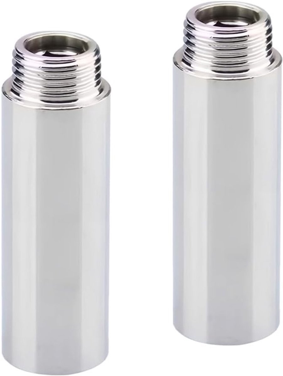 Verlenging voor 1/2 inch tap, 150 mm lang, G1/2 draad, DN15, set van 2, ideaal voor sanitair en installatie