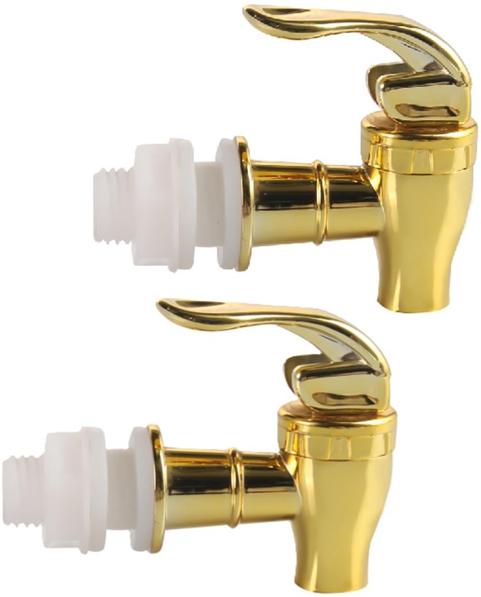 Dailygoody - vervangende kraan - drankdispenserkraan - eenvoudig aftappen - goud - drukknopkranen - geschikt voor 16 mm opening - 2 stuks