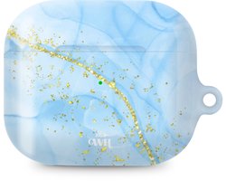 xoxo Wildhearts hoesje geschikt voor Airpods Pro 1 / Pro 2 - Marble Blue - Ook als telefoonhoesje verkrijgbaar - schokbestendige case geschikt voor Airpod Pro (2) - koptelefoon case - Beschermhoes met marmerprint - marmer look - blauw