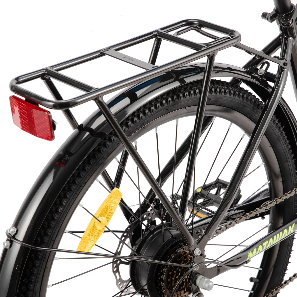 HILAND Matawak elektrische stadsfiets - 26 inch - 250W motor - 60km actieradius - 36V 10.4Ah accu - Shimano 7-versnellingen - Unisex -Geel thumbnail 3