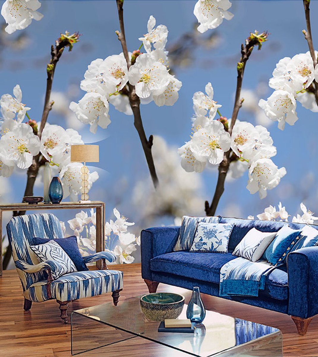 Behang poster Colorful florals en retro springblossom