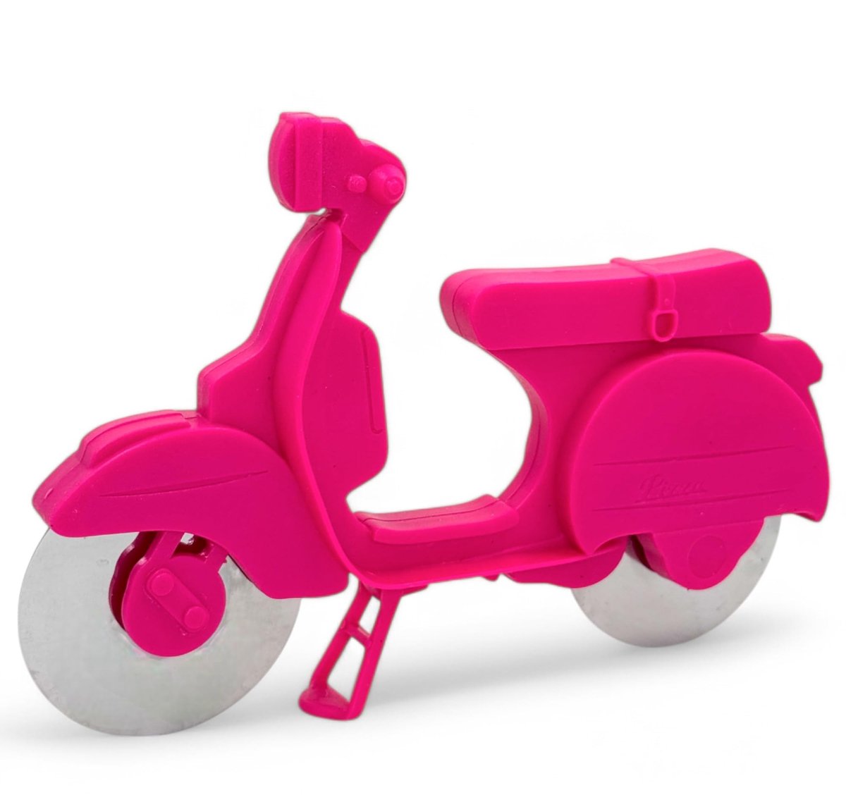 Dailygoody - Pizzasnijder - Scooterdesign - Roestvrij staal - Roze - Vaatwasmachinebestendig - Trendy en functioneel