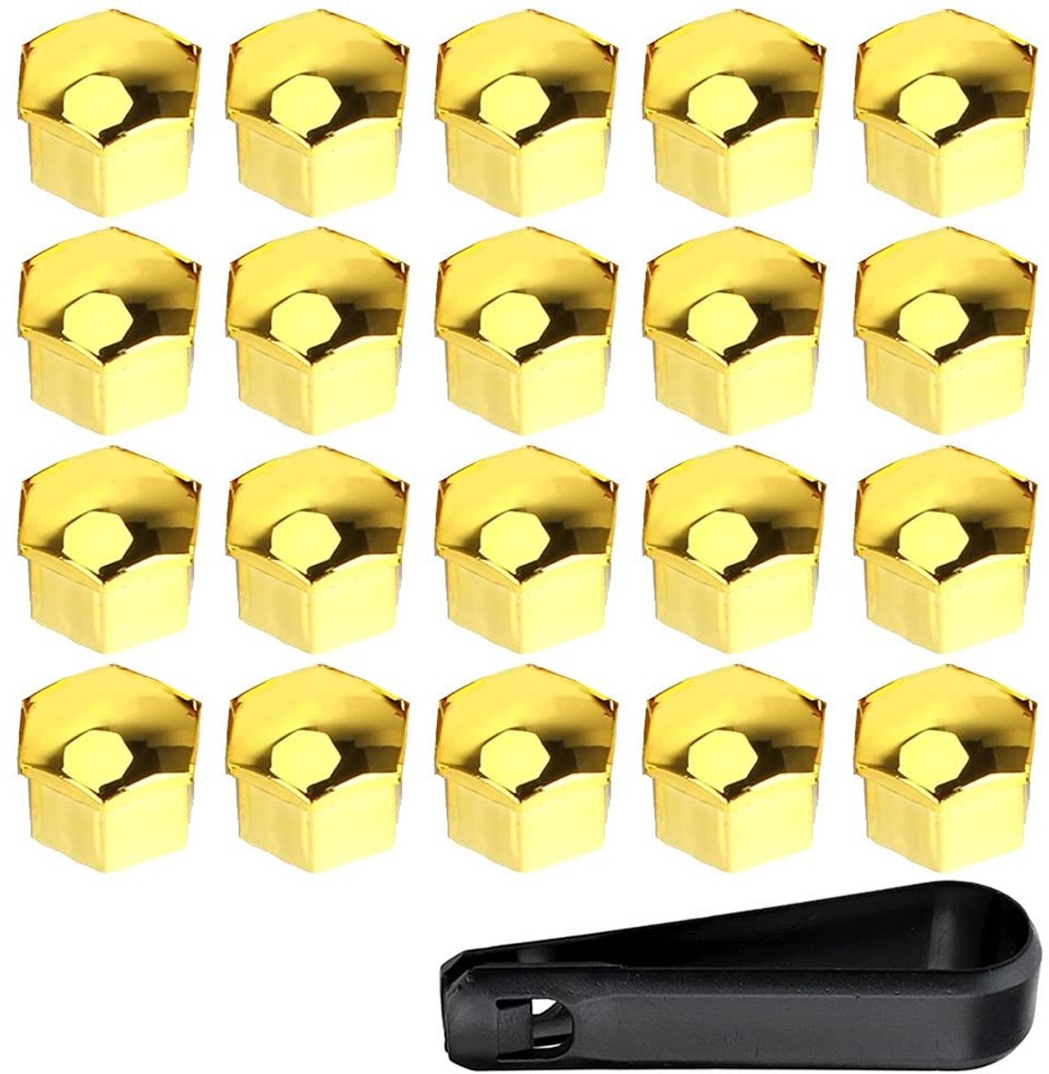 Allecto - Auto Wielmoer Cap - Bescherming en Decoratie - Goud - 17mm Moerkappen - 20 stuks - Inclusief Verwijderingsgereedschap