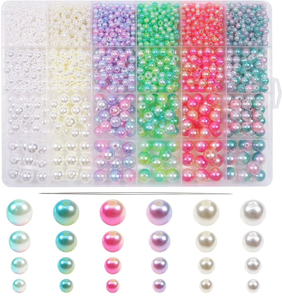 Dailygoody - Kleurrijke Kunstparels - Sieraden Maken - Robuust en Licht - Diverse Groottes - Creatief Knutselen - 1500 Stuks