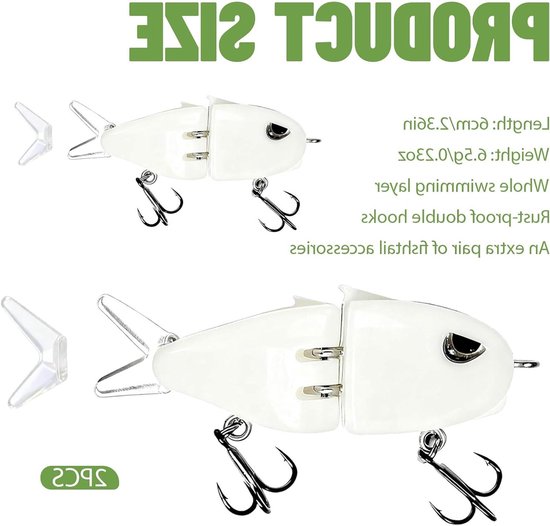 Mini Glide Bait Set - Kunstmatige Vis met Meerdere Hinge, Langzaam Zinkend, Perfect voor Snoek en Zoet/Zoutwater Vissen van MINI — afbeelding 5