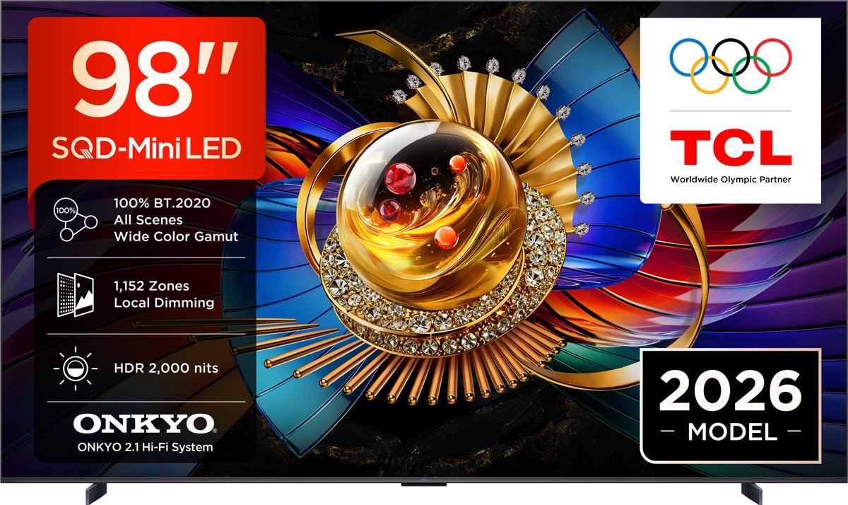 TCL MSQLED80L 98MSQLED80L tv 2,49 m (98") 4K Ultra HD Smart TV Wifi Zwart 3000 cd/m²