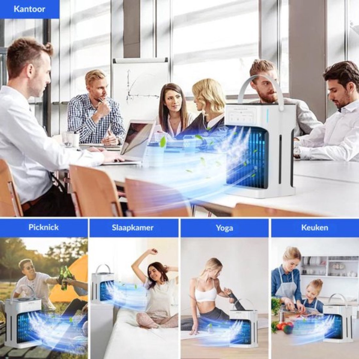 Thuys - Mobiele Airco Zonder Afvoer - Mobiele Airco Zonder Slang - Ventilator Met 3 Snelheden - Aircooler - Mobiele Airco Voor Slaapkamer – 7 LED kleuren - Compact Ontwerp – Wit – foto 5