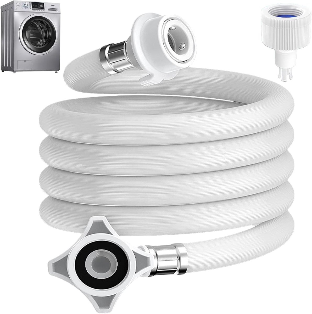 Verlengslang voor wasmachine en vaatwasser, 1 m, universele toevoerslang voor wateraansluiting, 3/4 inch aansluiting
