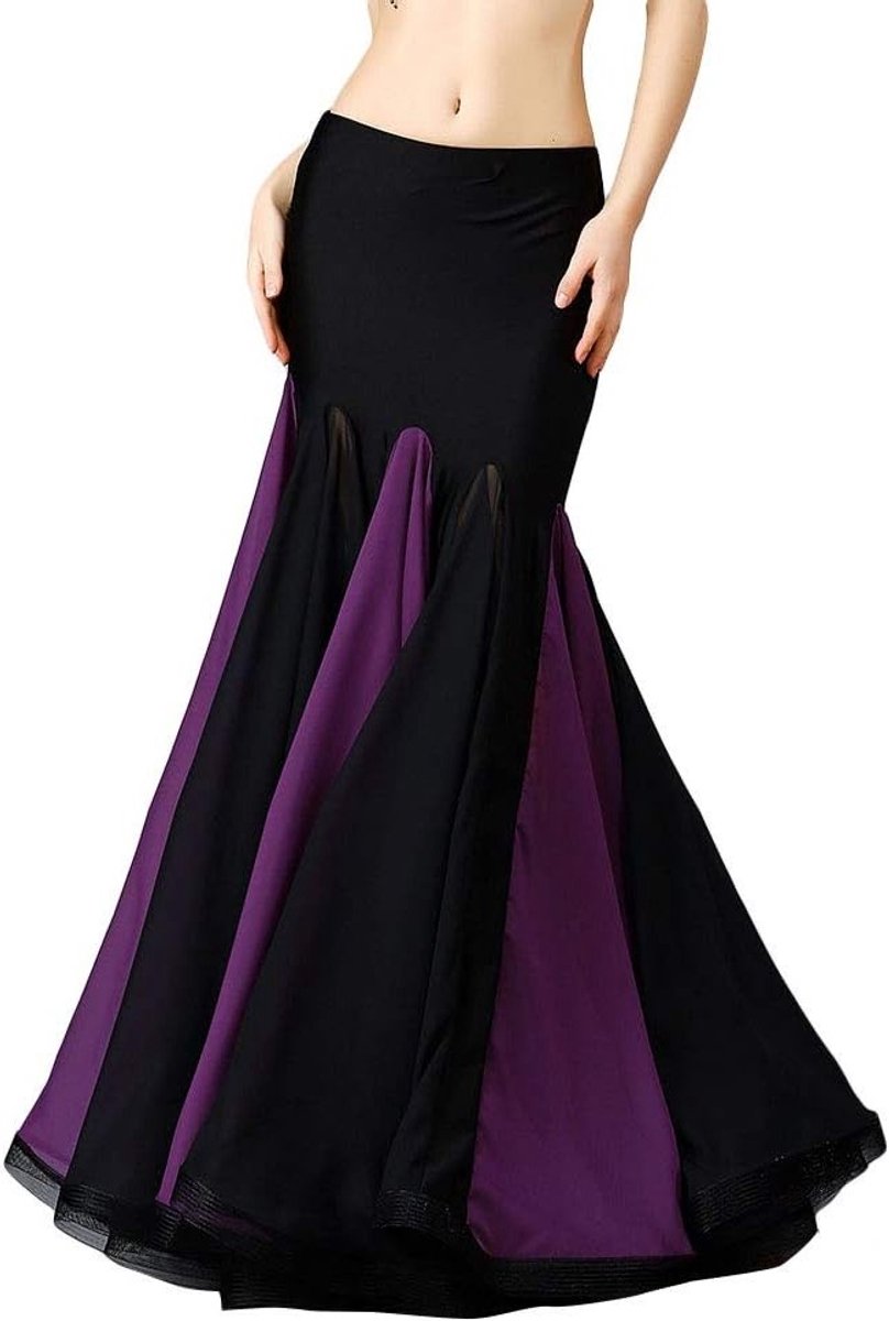 Bellydance kostuum met chiffon patchwork, dubbele laag en maxi rok voor dames met ruffles en mermaid stijl
