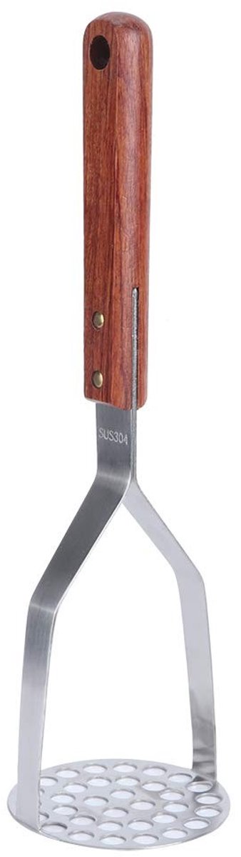 Dailygoody - Aardappelstampers - Roestvrijstalen handmatige stamper - Vaatwasserbestendig - Houten handvat - Groenten en fruit stamper - Geschikt