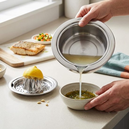 Stijlvolle Citrus Juicer met Houder - Rvs - 350 ml - Handmatig Sap — afbeelding 2