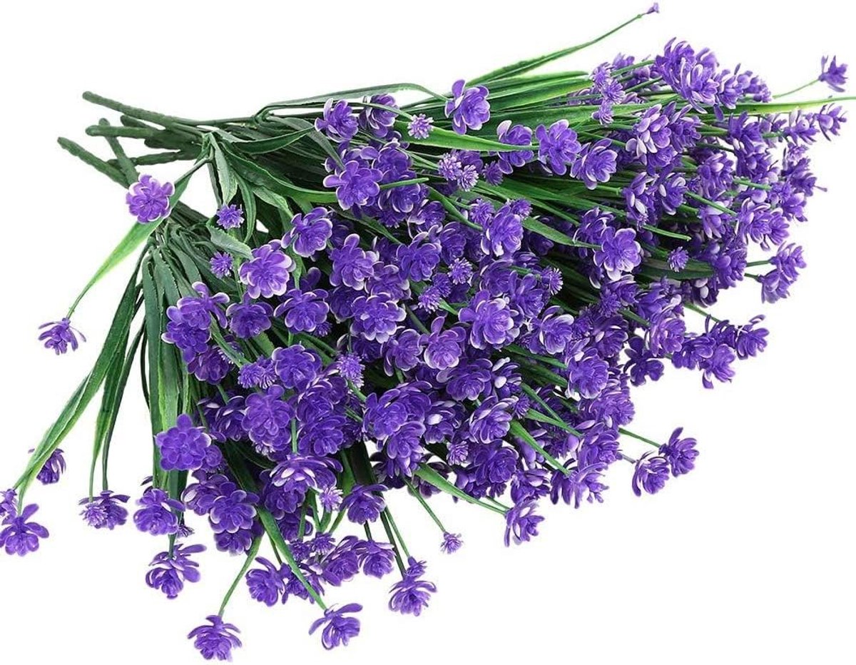 Dailygoody - Kunstplant - Kunstgras - Decoratie - Paars - Bloemen - Geschikt voor Binnen en Buiten - Bruiloft en Boerderij Decoratie