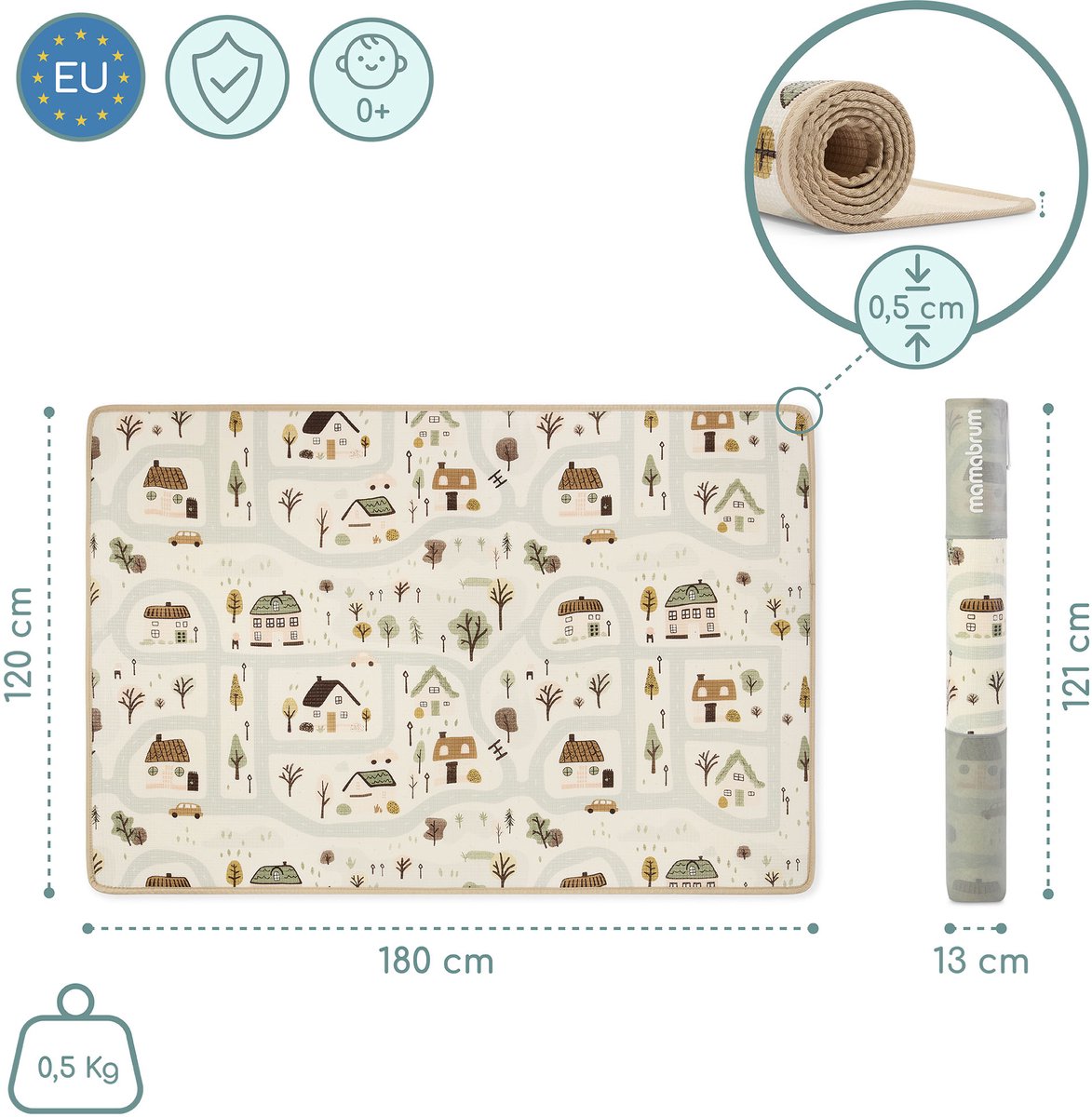Mamabrum Dubbelzijdige Speelmat van Schuim 180x120 cm thumbnail 6