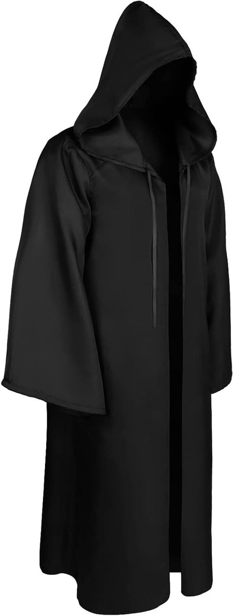 Hooded Cape voor Halloween Cosplay - Coole Ridders en Tovenaars Cape voor Volwassenen en Kinderen (Zwart, L)