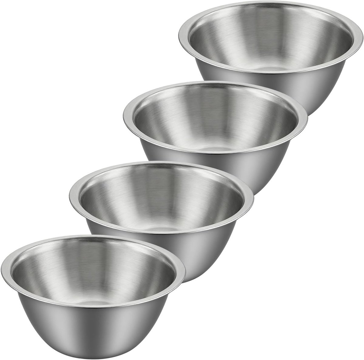 4 Stuks RVS Mengen Kom 17.5 x 7 cm - Duurzame Mengkommen voor Koken, Bakken en Bereiden