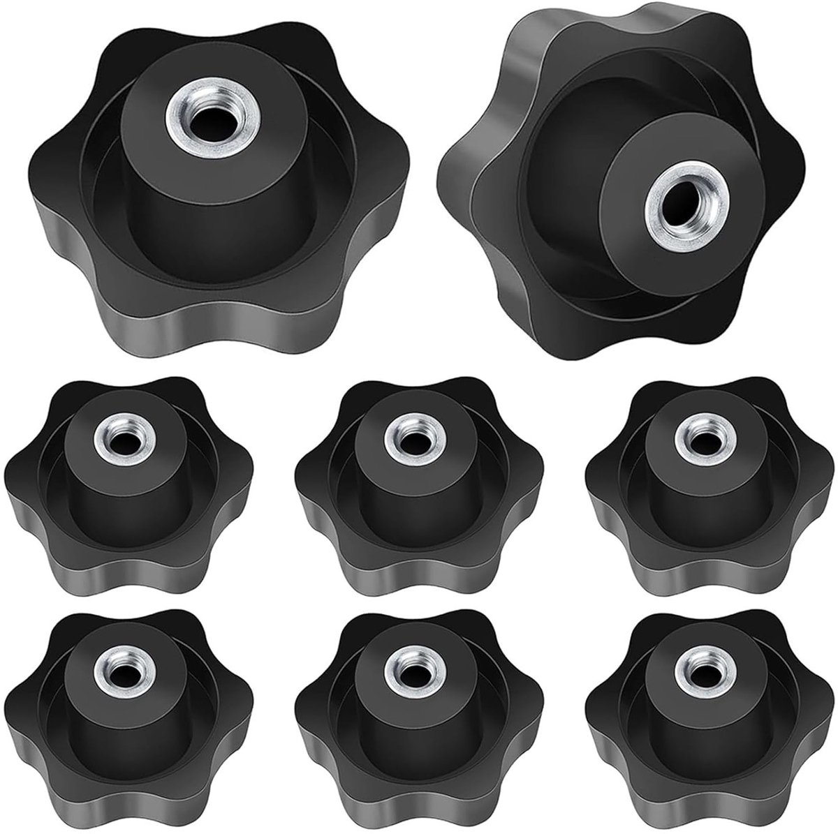 M8 Clampmoeren Set van 8 Stuks - Zwarte Plastic Moeren met Vrouwelijke Draad voor Industrieel Gebruik en Machines - 50mm Lengte