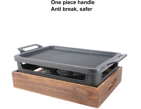 Dailygoody - Tafelblad Barbecue Grill - Houten Basis - Gelijkmatige Verwarming - Zwart - Picknicktafels - Ideaal voor Camping en Restaurant - Inclusie — afbeelding 5