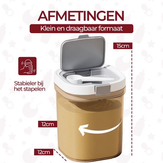 Synza Melkpoeder Bewaardoos 1300ML - Incl. Hygiënisch Apart Schepje - BPA Vrij - UV Beschermend - Babypoeder — afbeelding 2