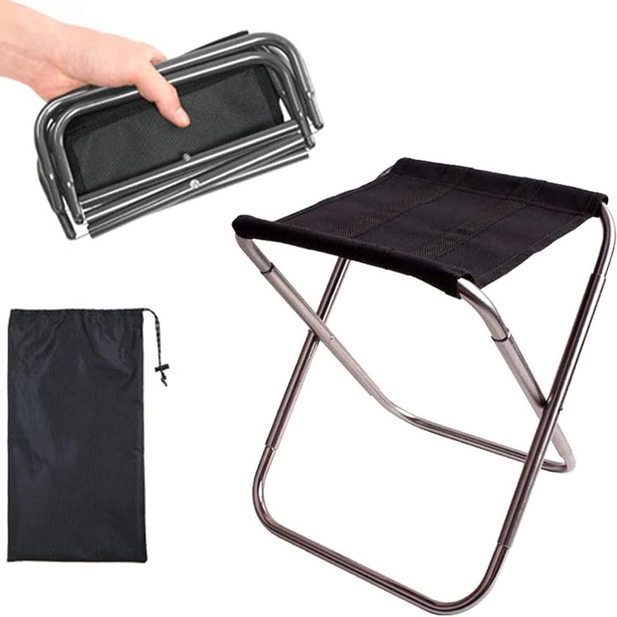 Draagbare Opvouwbare Campingstoelen, Lichtgewicht Vouwstoelen voor Buiten, Perfect voor Hiking, Vissen en Barbecue (Zilver)