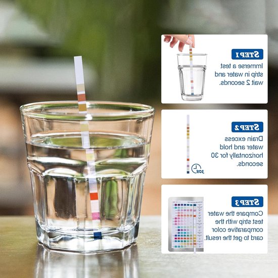Complete Waterkwaliteits Teststrips - 16 in 1 voor Hardheid, Lood, Ijzer en Koper - 50 Stuks voor Eenvoudige Controle van Drinkwaterkwaliteit — afbeelding 4