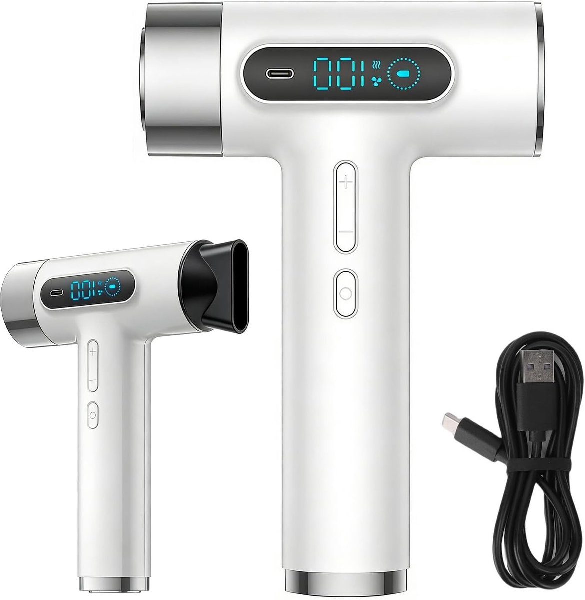Draagbare Haardroger met USB-C Oplaadbare Batterij, 300W Hoge Snelheid en Koud/Warm Luchtfunctie voor Thuis en Reizen