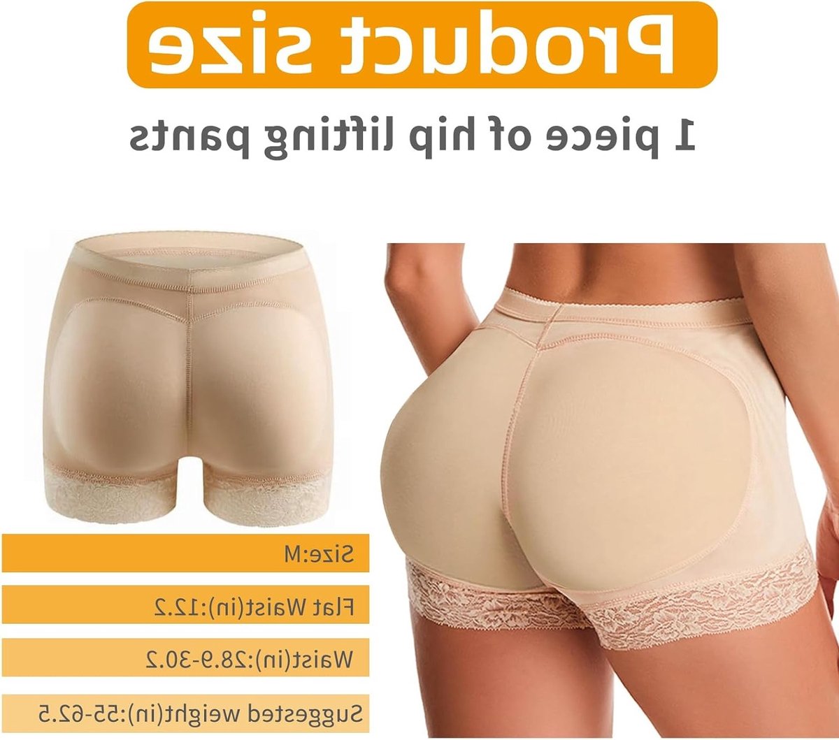 Dikke Push-up Onderbroeken voor Vrouwen, Butt Lifter Ondergoed, Ideaal voor een Vrouwelijke Silhouet (Maat M)