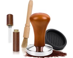 Professionele Koffietamper van RVS 51 mm met Tamper Pad, Espresso Naald en Schoonmaakborstel voor Barista's en Koffieliefhebbers