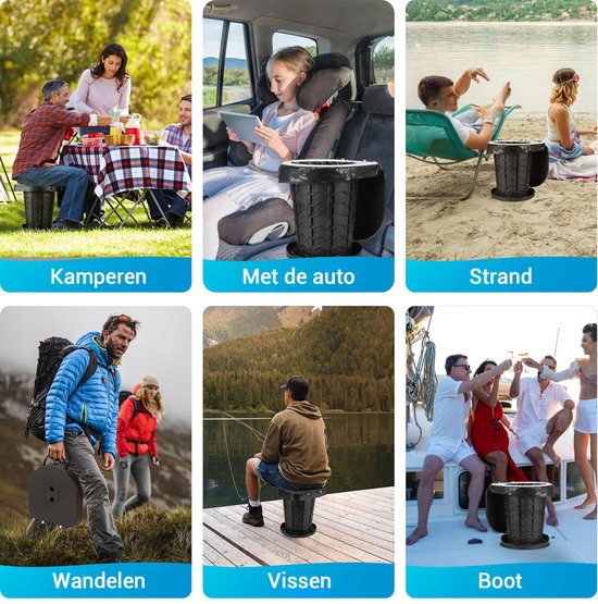 Camping Toilet - Draagvermogen 182kg - Chemisch Toilet - Opvouwbare Camping Toilet Met Deksel - Draagbaar Toilet - Inclusief Draagtas - Geschikt voor noodgebruik in auto, tent, slaapkamer, zwembad, feest, strand — afbeelding 3