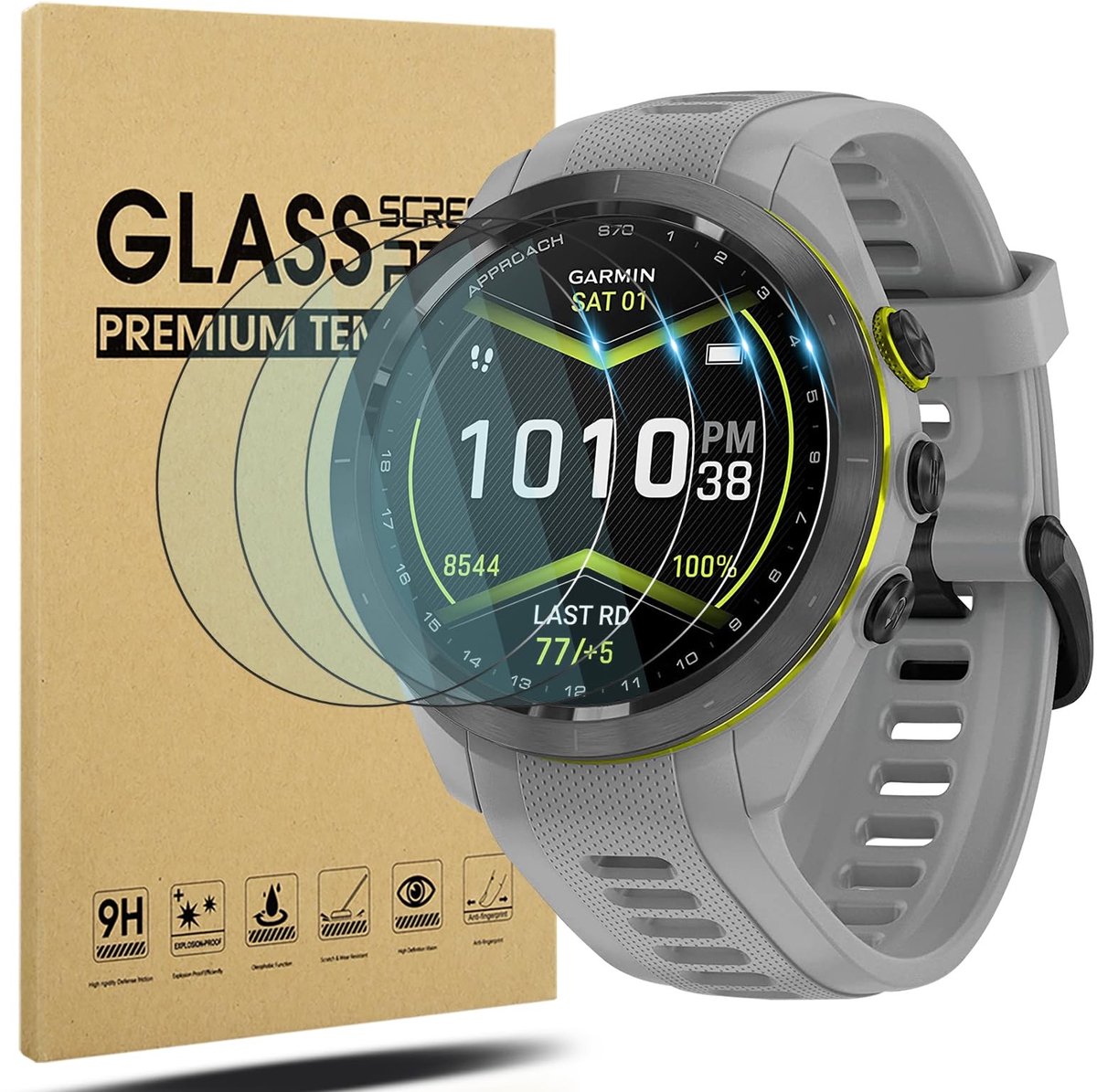 Dailygoody - Schermbeschermer - HD Glas - Bubbelvrij - 44mm - Krasbestendig - Ideaal voor Garmin Approach S70 - 4-Pack