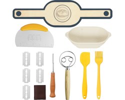 Starterset voor Zuurdesembrood, Compleet met Ovale en Ronde Broodrijsmanden en Accessoires voor Beginners en Professionals