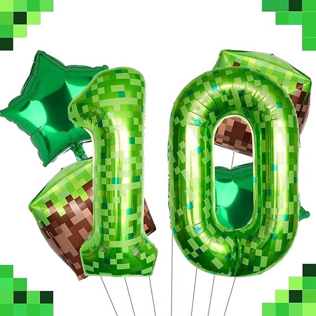 Pixel verjaardagsdecoratie 10 jaar jongen